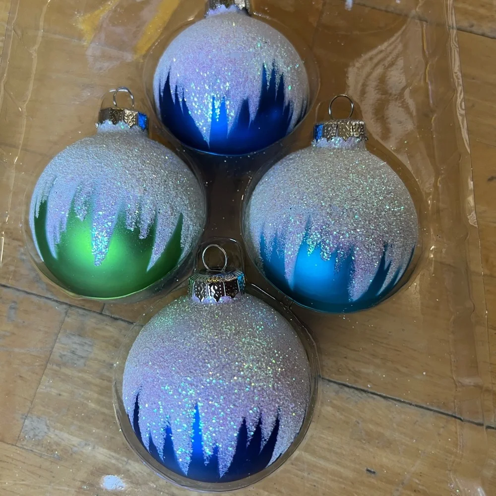 Target Glittering Blue and Green Ornaments 2004